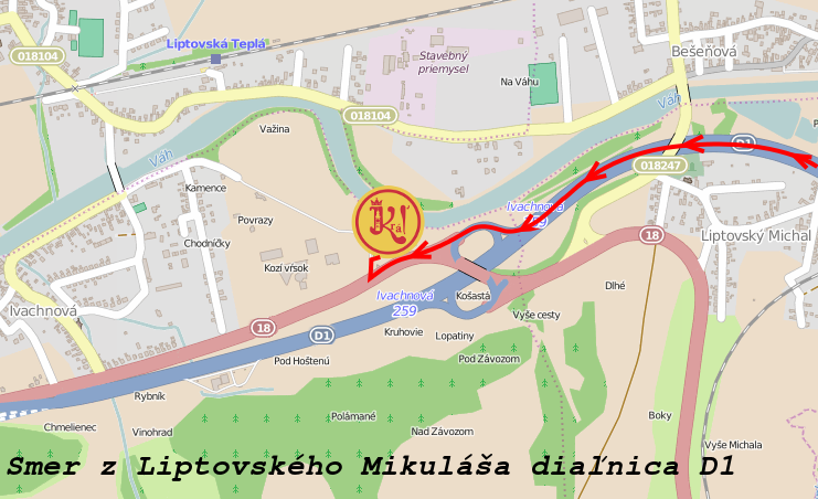 Cesta zo smeru Liptovský Mikuláš po diaľnici D1